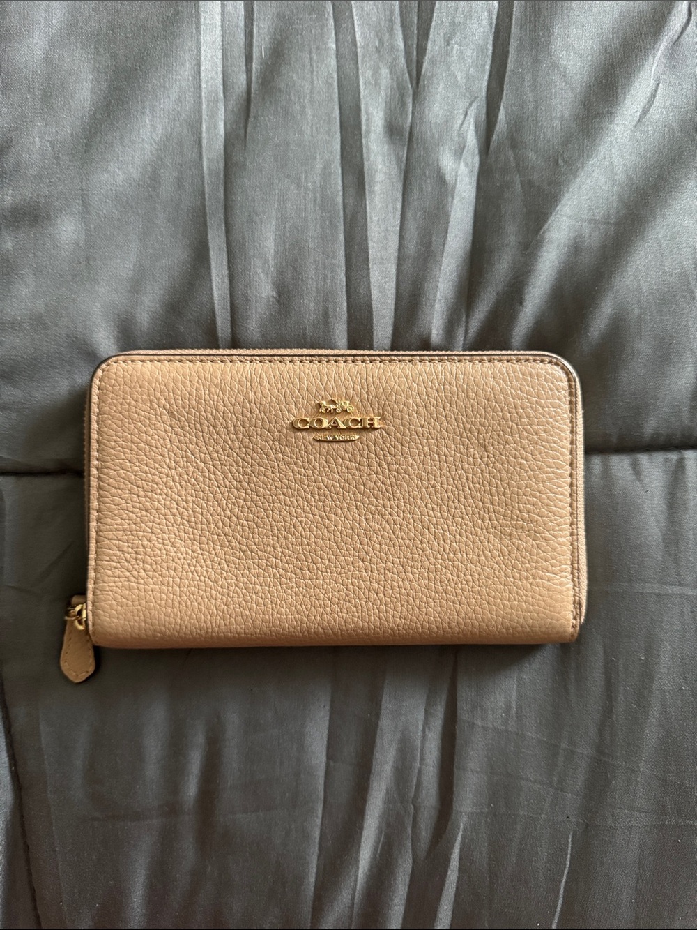 Coach Pebbled Zip-Around Wallet